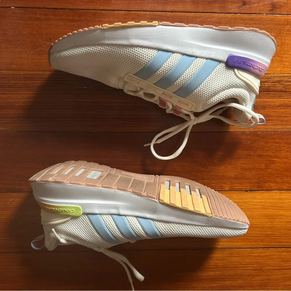 Adidas Cloudfoam Sneakers - White with Rainbow accents